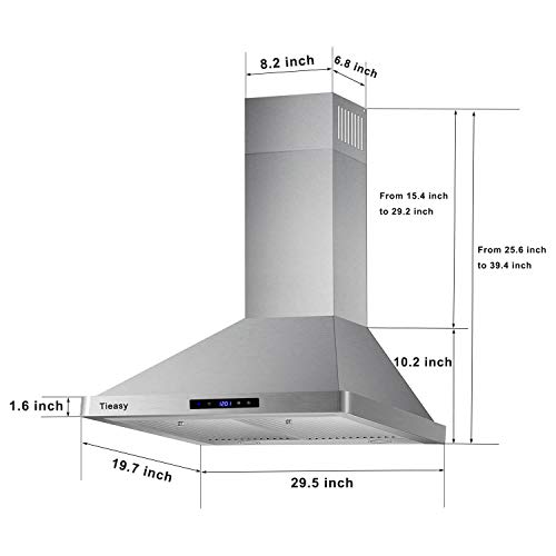 Tieasy USGD1075 Wall Mount Range Hood 30 Inch Kitchen Hood 700 Cfm thumb #7