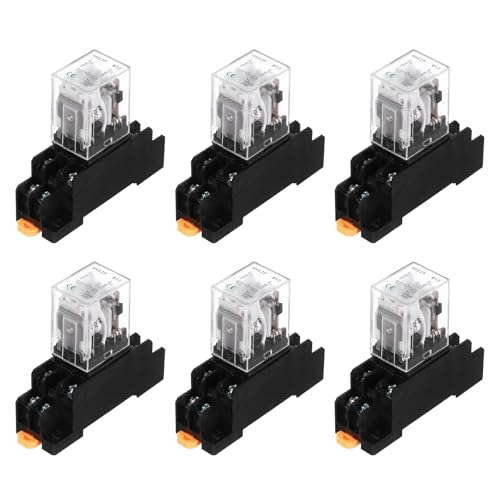 Relais à bobine d'alimentation 8 broches 5A avec indicateur LED DPDT sécurisé lot de 6