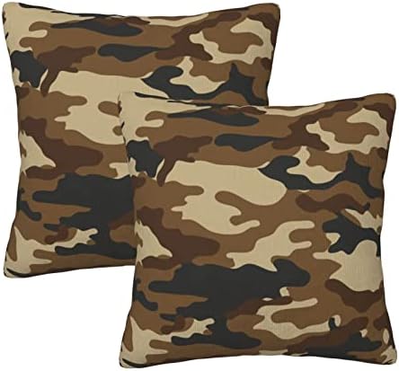Fiokroo Military Camouflage Throw Pillow Covers Set of 2 Pillow Cushion Cases Army Style Camo Square Pillowcases for Sofa Bedroom Living Room Car, 18 X 18 Inch