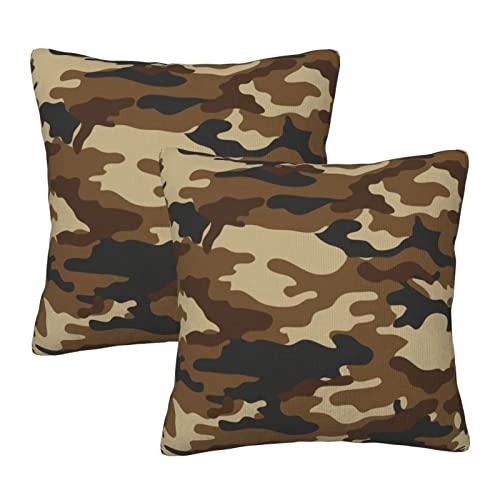 Fiokroo Military Camouflage Throw Pillow Covers Set Of 2 Pillow Cushion Cases Army Style Camo Square Pillowcases For Sofa Bedroom Living Room Car, 18 X 18 Inch #TOP3