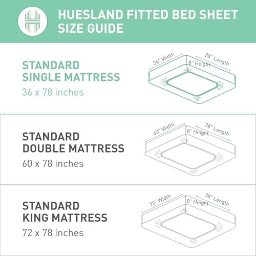 Image of Huesland by Ahmedabad Cotton 144 TC Cotton Elastic Fitted Bedsheet for Single Bed with 1 Pillow Cover | 36 x 78 inches