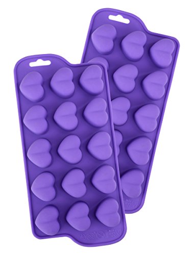 Bakerpan Silicone Chocolate Heart Mold, Heart Shaped Jelly And Ice Tray, Candy Mold, 15 Cavities - Set Of 2 #TOP1