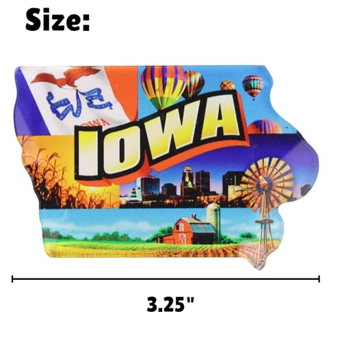Imán Decorativo Acrílico Forma Estado Iowa 3.25 x 2.25 in miniatura 5