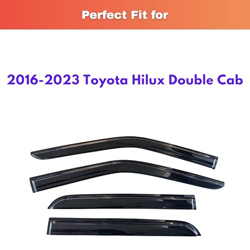 Image of KPY Rain Guards Fit for 2016-2023 Toyota Hilux Double Cab, Out-Channel Window Visors Vent Wind Deflectors 4PC, Truck Accessories for 16-23 Hilux Double Cab