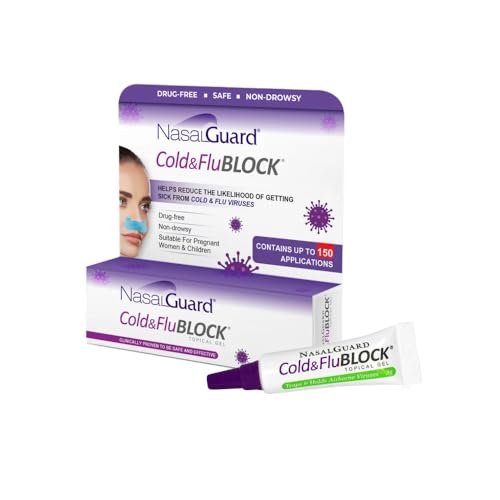 NasalGuard Allergy Relief and Allergen Blocker Nasal Gel - Drug-Free and Proven Safe for Pollen Allergy Sufferers, Approved for Airplane Travel (3 Gram, Cold & Flu)