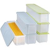FEOOWV Set of 6 Pasta Storage Containers with Lid, Airtight Spaghetti Noodle Holder Rectangular...