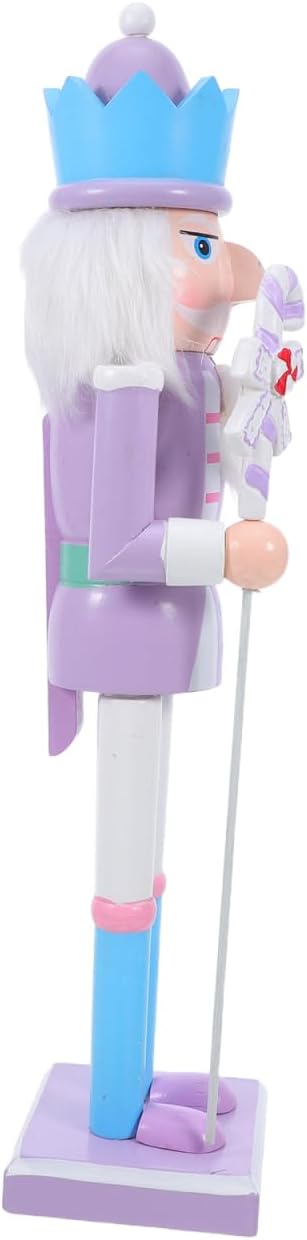 Pastel Nutcracker Christmas Decor, 15Inches Traditional Wooden Candy Nutcrackers Figures Christmas Tree Ornaments for Xmas Indoor Tabletop Desktop Holiday Decorate(Purple)