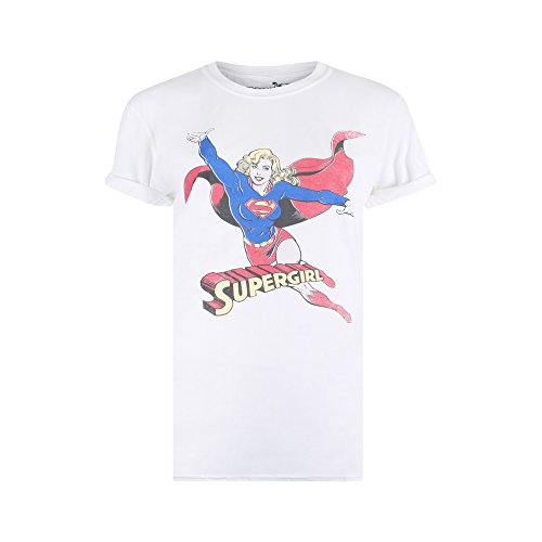 DC Comics Retro Supergirl Camiseta, Blanco (White Wht), 38(Tamaño Fabricante: Small) para...