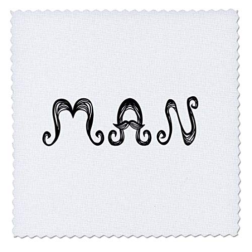 20x20 inch Quilt Square - Funny Decorative Text Man in The Shape of Moustache or Whiskers Alexis Design - Typography Funny