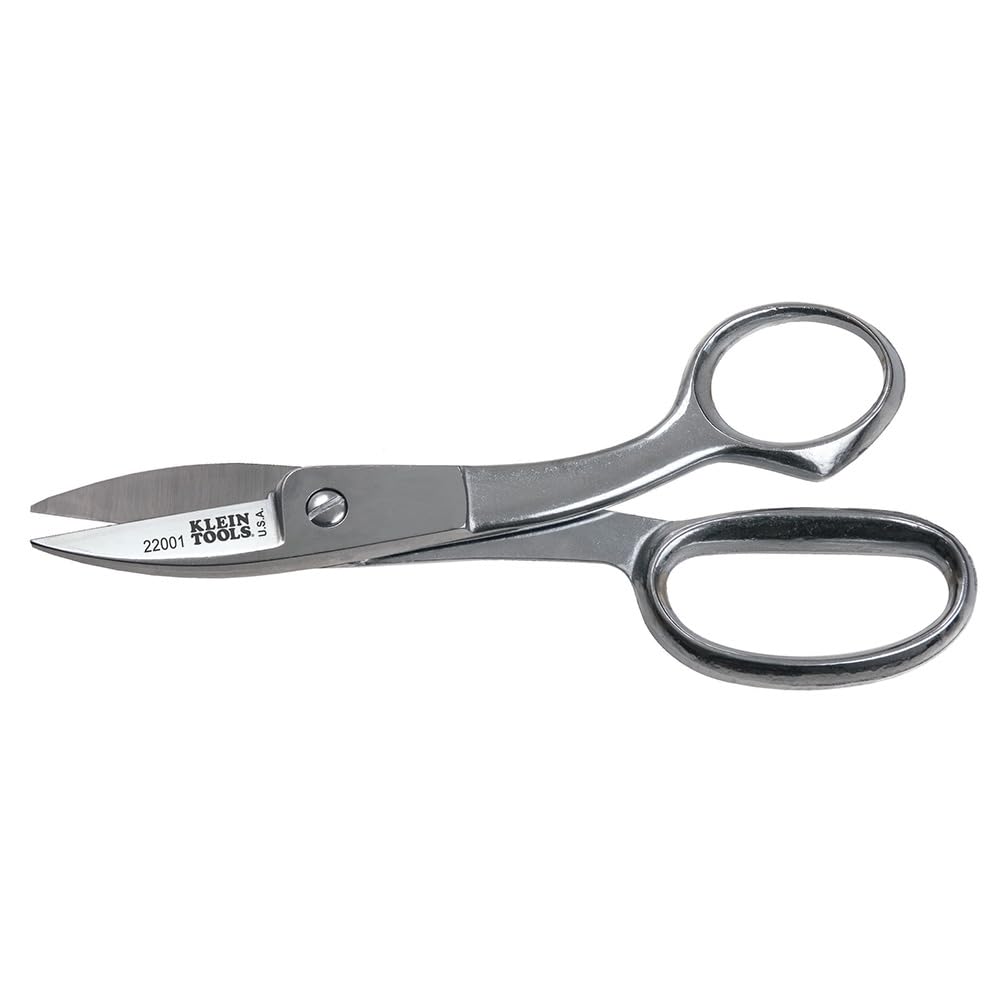 Klein Tools 22001 Scissors, Made in USA, Broad Blade Utility Shear Cuts Anything from Fabric to Cable with Serrated Cutting Blade, 8-Inch