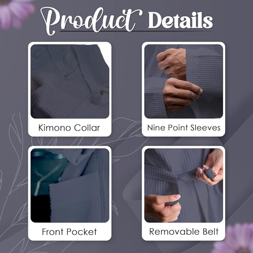 Image of Waffle Knit Lightweight Kimono Spa & Bath Robes for Women and Men - Quick Dry - Soft