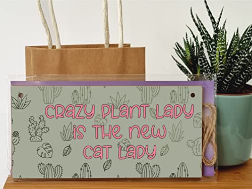 Handmade Wooden Hanging Wall Plaque Crazy Plant Lady is the New Cat Lady Funny House Plant Decorative Sign Mum Sister Gift - Image 3