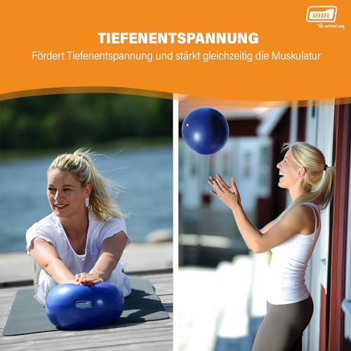 SISSEL Pilates Soft Ball | Gymnastikball & Pilates Ball für Training & Entspannung | Softball für Bauch, Rücken & Core | 22 cm | Belastbar bis 155 kg | Sport Bälle | Gummiball | Physiotherapie Zubehör