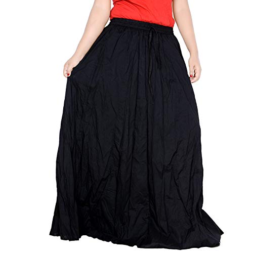 Image of Sttoffa Women Solid Color Maxi Plain Cotton Full Length White Skirt 40 inch Long Cotton Long Skirt