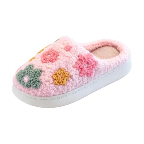 BJUTIR Girls Floral Fuzzy Slippers Cozy Warm Plush Lined Indoor House Shoes - image 1