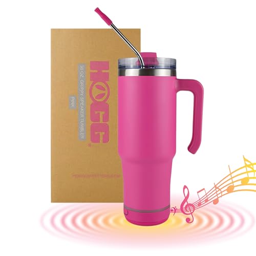 Hogg Bluetooth Tumbler 30 oz Grippy - Pink, Bluetooth...