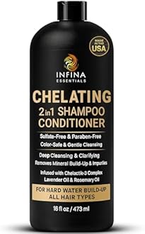 Hard Water Shampoo and Conditioner – 2-in-1 Chelating Cleanser for Buildup Removal, Soft & Shiny Hair – With Chelactik-3 Complex, Amodimethicone & Rosemary Oil – Sulfate-Free - Color Safe – 16 fl oz
