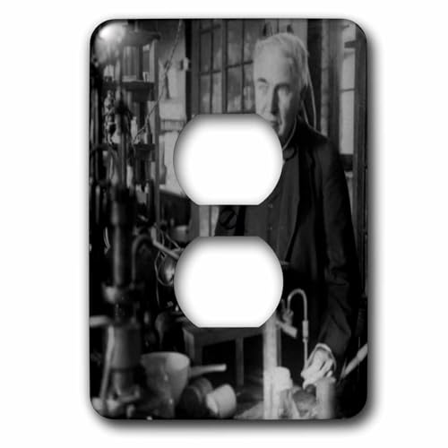 Thomas Edison In His Lab Couvercle de prise 2 prises imprimé 3dRose - 2