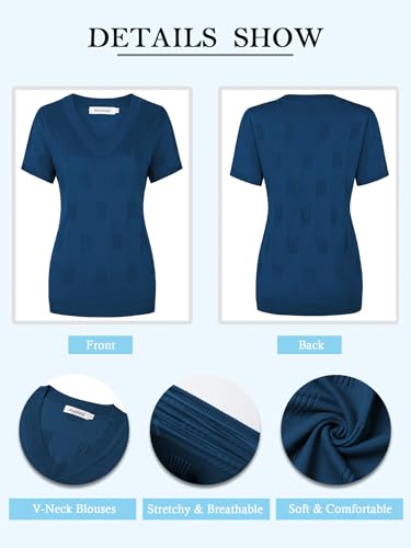 Image of Ninedaily Women's Tops Short Sleeve Sweater Knit T-Shirts Dressy Casual Blouses