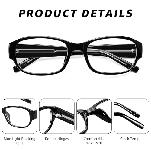 Image of FEISEDY Rectangular Blue Light Blocking Glasses for Women Men Vintage Stylish Computer Glasses Fake Nerd Eyewear Frame B0266