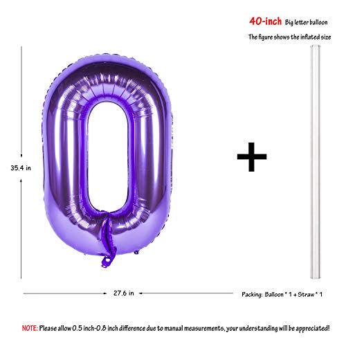 Image of 40 Inch Purple number Helium Foil Birthday Party Digit Balloons (Purple 0)