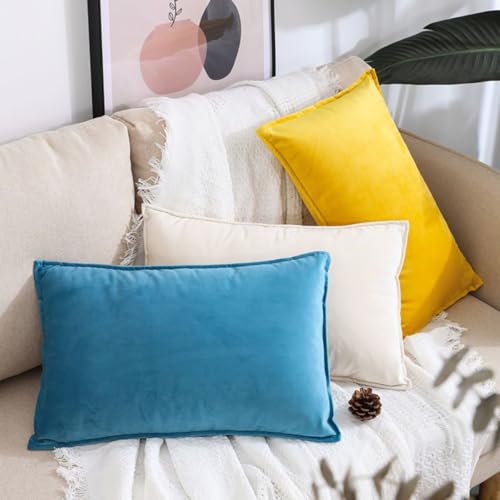 Housses de coussin rectangulaires en velours doux et robuste finition bords pressés - 7