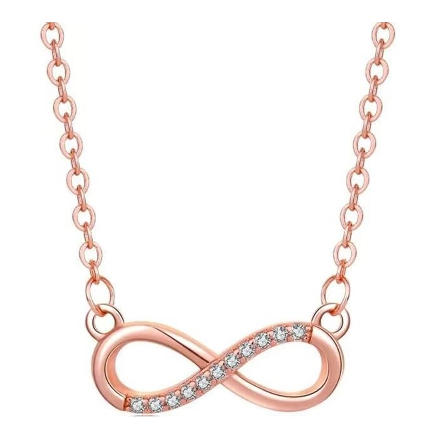 Image of Nilu's Collection Infinity Pendant Necklace with American Diamond Stones For Women| Lightweight | Anti-Tarnish | Anti- Tarnish | Office Wear