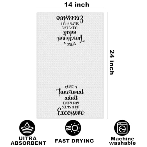 Image of Hanamiya Na Adult Humor Kitchen Towels 24x14 Inch, Funny Saying Reusable Dish Towels for Kitchen Bathroom Decor, Waffle Weave Absorbent Hand Cloth Tea Towel, Humorous Gifts for Women Mom Friend