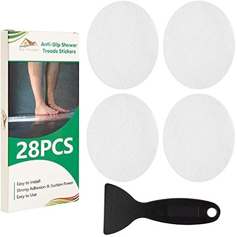 Non Slip Bathtub Stickers, 28 PCS Adhesive Anti Slip Shower Stickers for Bath Tub,Bathroom,Stairs with Premium Scraper Cover
