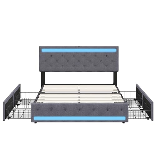 Lit double 180x200 avec 4 tiroirs & USB-C BRYXR