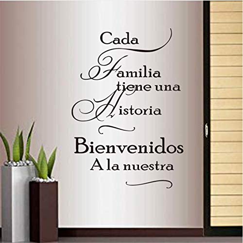 Frases familiares en español pegatinas para cada familia tienen una historia vinilo pegatinas de pared mural poster decoración del hogar decoración de la casa 40x63 cm