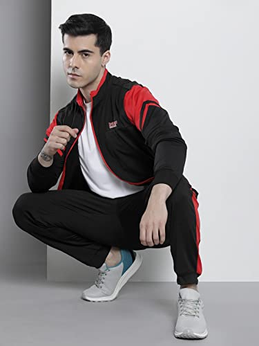 Image of The Indian Garage Co Men Regular Fit Placement Print Highneck Sweatshirt & Joggers Tracksuits