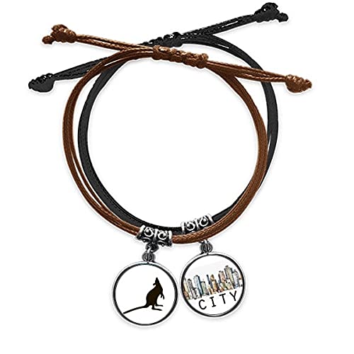 Portrait noir animal bracelet corde main en cuir véritable tressé