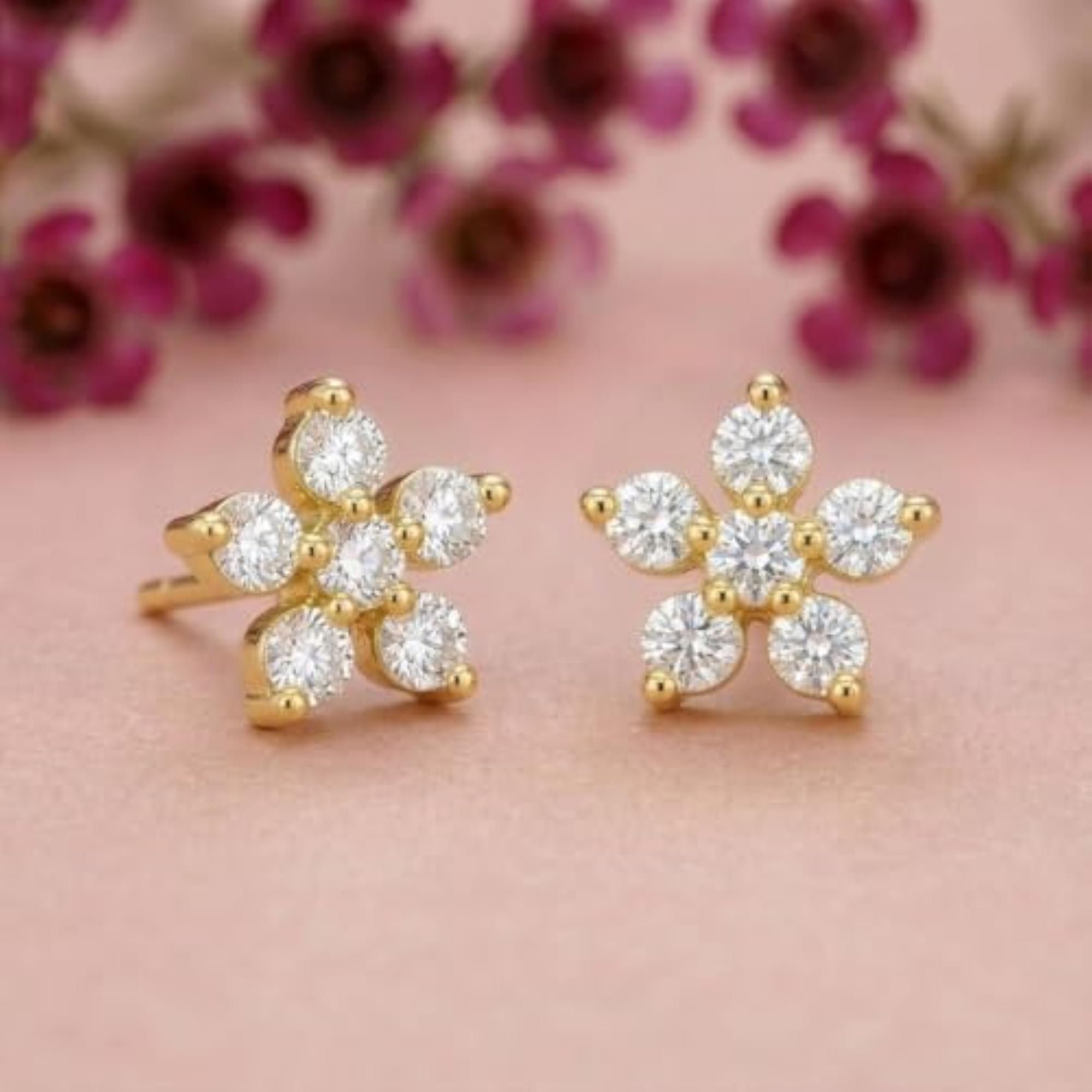 925 Silver Plated Celestial Bloom Stud Earrings