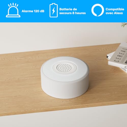 AGSHOME Alarme Maison sans Fil Intelligent WiFi - Alarme de Porte, 1 Alarme avec Sirène, 5 Capteurs de Fenêtre et de Porte, 2 Télécommande, Compatible avec Alexa, Google Assistant – vue 2