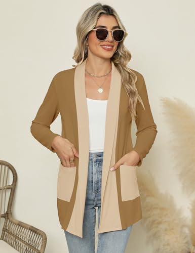 Image of Micoson Long Sleeve Lightweight Thin 2025 Summer Cardigan for Women Casual Loose Fit Kimono Cover Up with Pockets