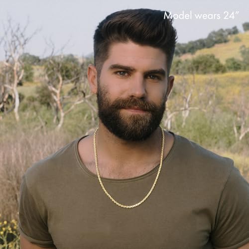 Next Level Jewelry Solid 14K Gold Vermeil Sterling Silver Rope Diamond-Cut Necklace Chains 1.5MM - 5.5MM, Gold Rope Chain Men Women, Gold Rope Necklace3