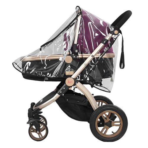 Glomora Stroller Rain Cover, Universal Baby Stroller Rain, Durable Black Binding, Zipper Window Design, Foldable for Easy Storage - Fits Small & Medium Umbrella Strollers - 55 * 75 * 40cm