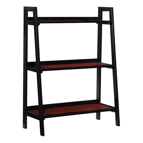 Linon Black & Cherry Wood Three Shelf Camden Bookcase, 30"W X 13.5"D X 40"H, Cherry 3 #TOP10