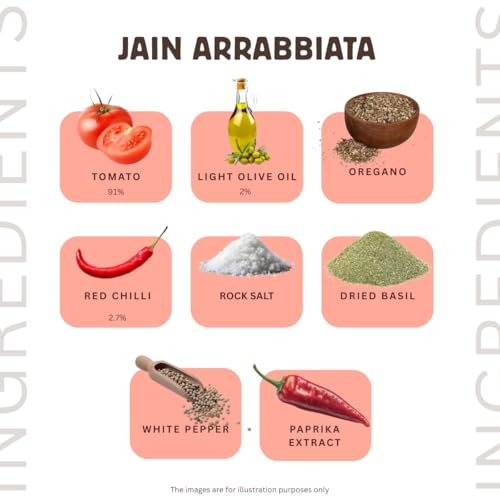Image of Kitchen Secret Jain Arrabbiata No Onion No Garlic Spicy Red Pizza Pasta Sauce 390g - For Pasta, Spaghetti, Pizza, Sandwiches, Wraps, Quality Ingredients, No Preservatives, Taste of Italy
