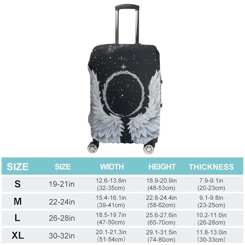 Travel Luggage Cover Elastic Suitcase Protector Anti-Scratch Washable White Wings with Halo Luggage Sleeve Tsa Approved Carry on Covers Baggage Cover Fits 18-32 Inch Luggages2