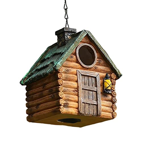 SYNYEY Casa de pájaros de jardín para exteriores, delicada resina para colgar al aire libre, casas de pájaros de campo, un hogar acogedor para loros, jaula decorativa para balcón, jardín, patio Cover