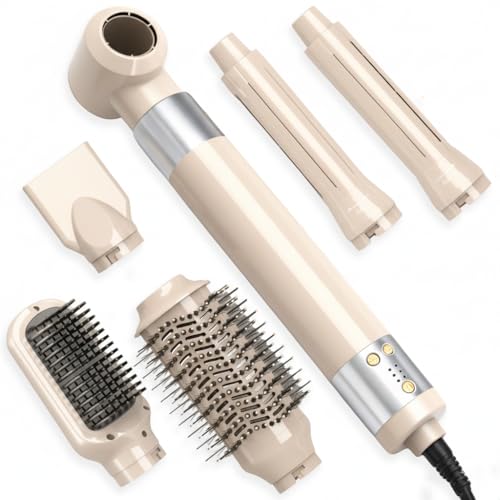 SanMoz 6-in-1 Ionic High-Speed Hair Styler - 110,000 RPM Professional Multi-Styler System with 2 Auto-Curling Barrels - Fast Drying & Volumizing Technology for All Hair Types