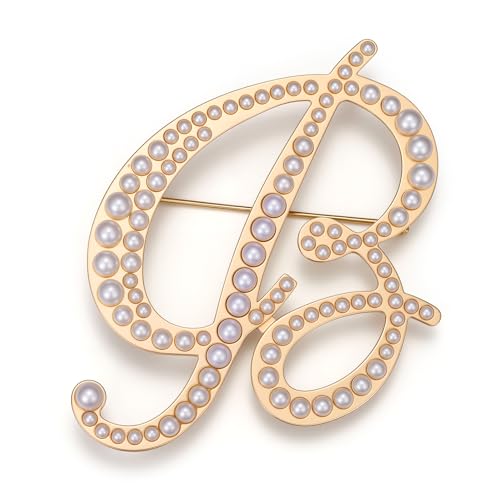 Image of Initial Letter Brooch Pin Pearl Letter Brooches Golden Pins Accessories Jewelry Birthday Chrisrmas Gift for Women
