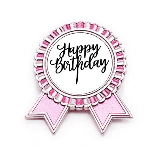 Broche Happy Birthday M Rose en Métal - Best Wishes