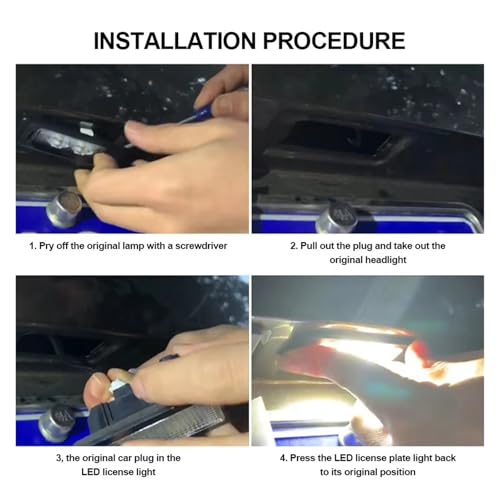 Renueva la luz de placa para Corolla Yaris 2014 lámpara posterior blanca de repuesto fácil 5