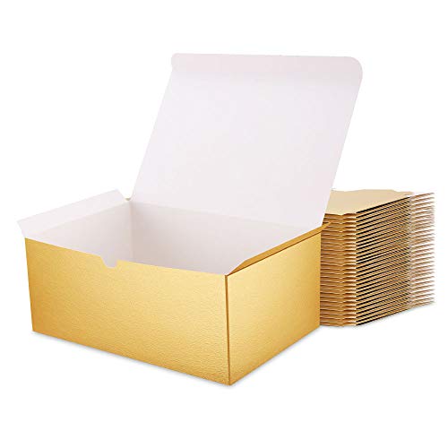 MALICPLUS 30 Gold Gift Boxes 9.5x6.5x4 Inches Premium Gift Boxes Bridesmaid Proposal Boxes, Paper Gift Boxes with Lids for Light Weight Gifts, Crafting, Cupcake Boxes,Grass Texture Gold