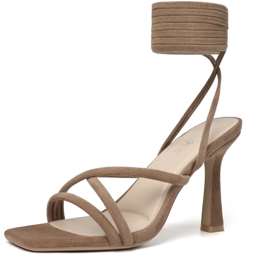 Image of Mostrin Womens Sandals Strappy Heels for Women Lace Up Square Open Toe Heels Tie Up High Heeled Sandals for Prom, Party, Daily Wear