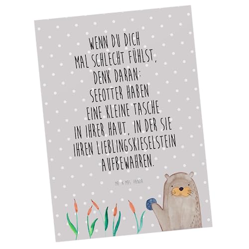 Mr. & Mrs. Panda Postkarte Otter Stein - Geschenk, Witzige Fakten, Fotokarte, Pflanzen, bildkarte, Ansichtskarten, Seeotter, Postkarten, Grußkarte, Fun Facts