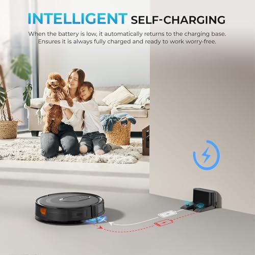 Image of Robot Vacuum and Mop Combo, 4200Pa Suction, 2 in 1 Mopping Cleaner, Black, App & Voice Control, Self-Charging, Obstacle Avoidance, Compatible with Alexa